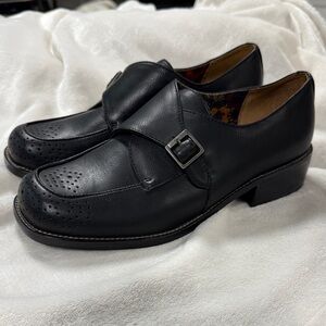 Kork-Ease Black Leather Buckle Flats